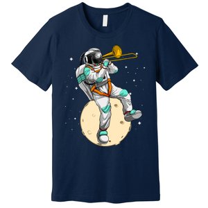 Funny Astronaut Trombone Art For Trombone Player Premium T-Shirt