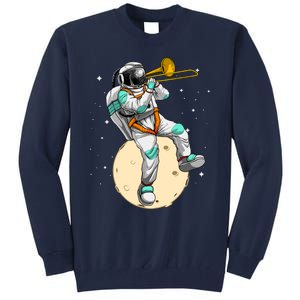 Funny Astronaut Trombone Art For Trombone Player Tall Sweatshirt