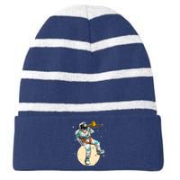 Funny Astronaut Trombone Art For Trombone Player Striped Beanie with Solid Band