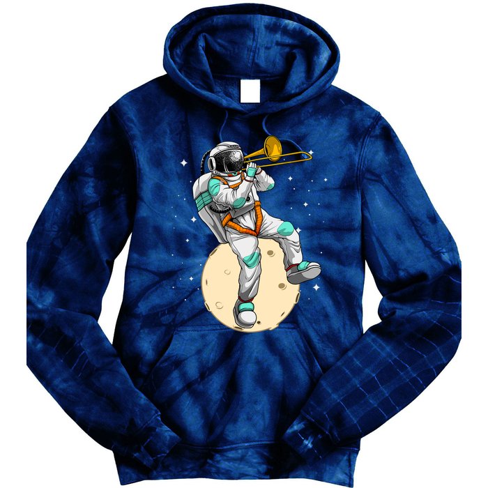 Funny Astronaut Trombone Art For Trombone Player Tie Dye Hoodie