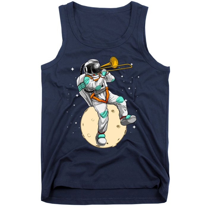 Funny Astronaut Trombone Art For Trombone Player Tank Top