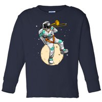 Funny Astronaut Trombone Art For Trombone Player Toddler Long Sleeve Shirt