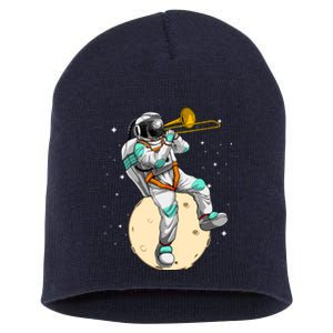 Funny Astronaut Trombone Art For Trombone Player Short Acrylic Beanie