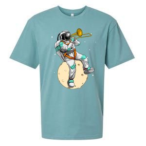 Funny Astronaut Trombone Art For Trombone Player Sueded Cloud Jersey T-Shirt