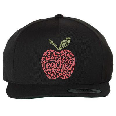 Floral Apple Teacher Life Teacher Appreciation Teaching Gift Wool Snapback Cap