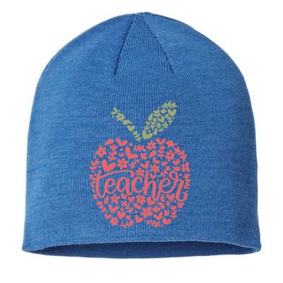 Floral Apple Teacher Life Teacher Appreciation Teaching Gift Sustainable Beanie