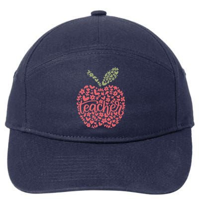 Floral Apple Teacher Life Teacher Appreciation Teaching Gift 7-Panel Snapback Hat