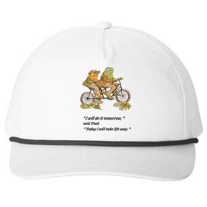 Frog And Toad I Will Do It Tomorrow Said Today I Will Take Life Easy Snapback Five-Panel Rope Hat