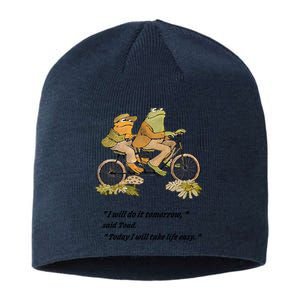 Frog And Toad I Will Do It Tomorrow Said Today I Will Take Life Easy Sustainable Beanie