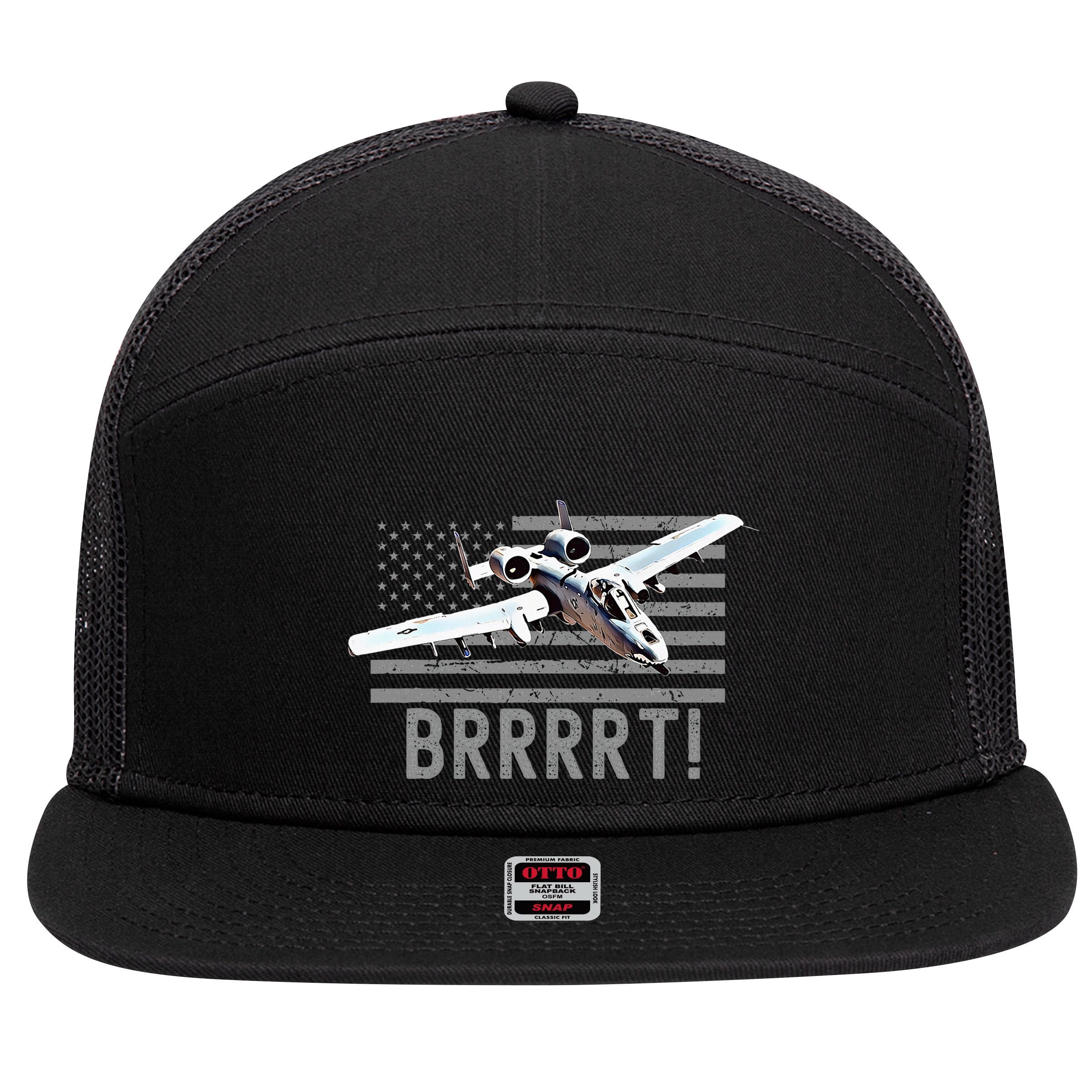 Funny A10 Thunderbolt Warthog Brrrrrt 7 Panel Mesh Trucker Snapback Hat