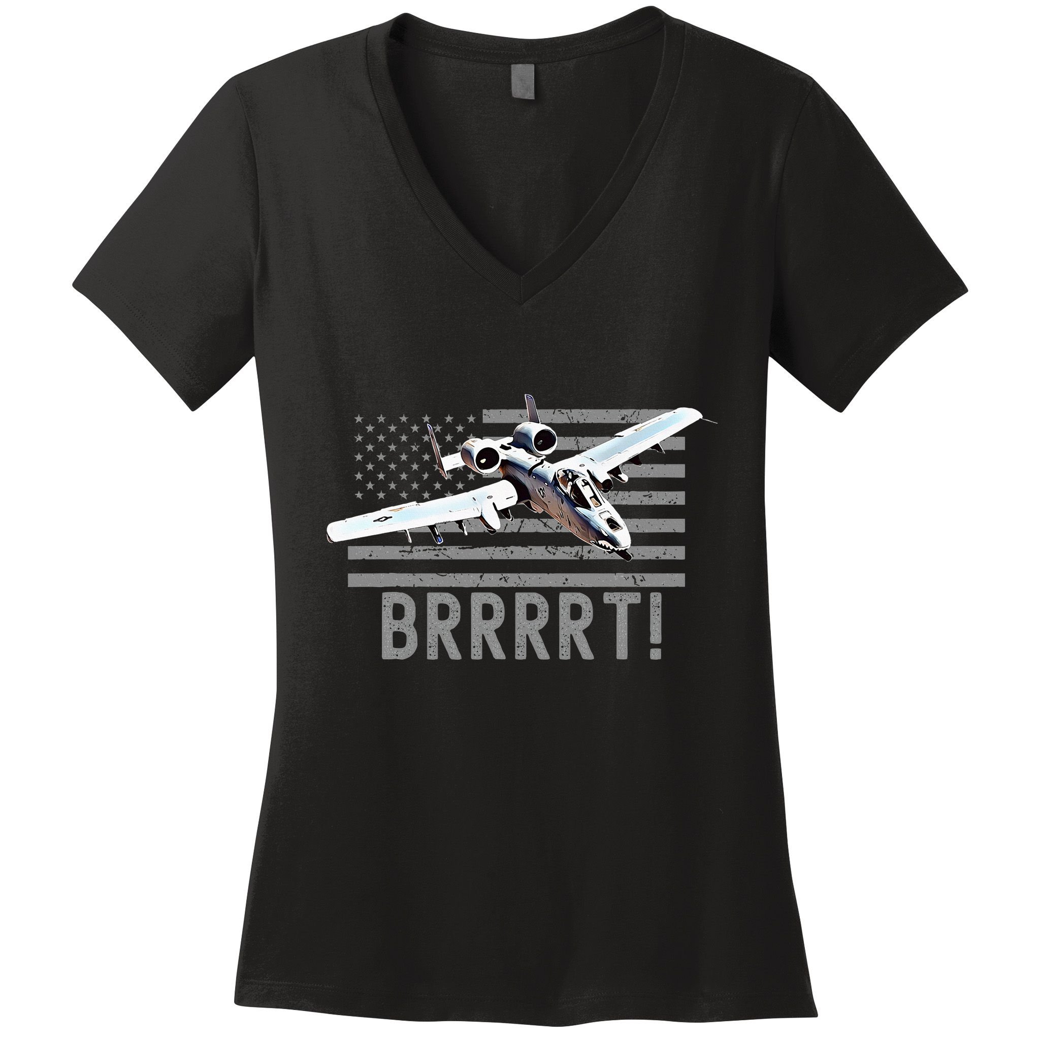 Funny A10 Thunderbolt Warthog Brrrrrt Women's V-Neck T-Shirt