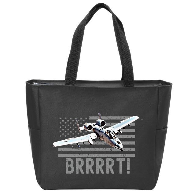 Funny A10 Thunderbolt Warthog Brrrrrt Zip Tote Bag