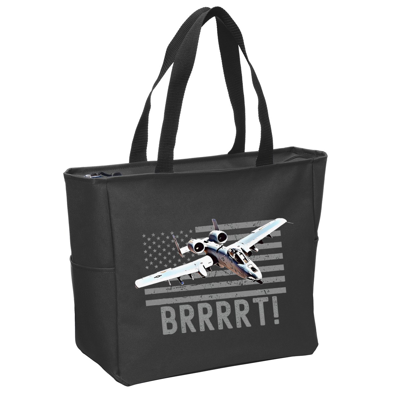 Funny A10 Thunderbolt Warthog Brrrrrt Zip Tote Bag