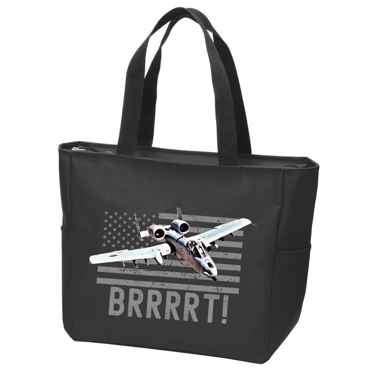 Funny A10 Thunderbolt Warthog Brrrrrt Zip Tote Bag