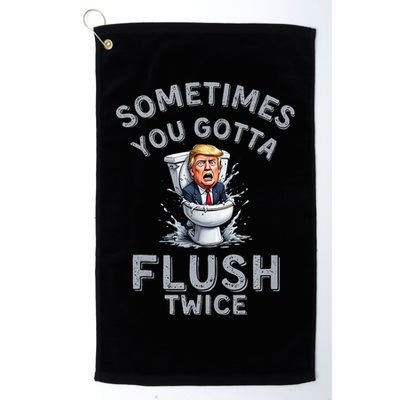 Funny Anti Trump Sometimes You Gotta Flush Twice Golf Towel