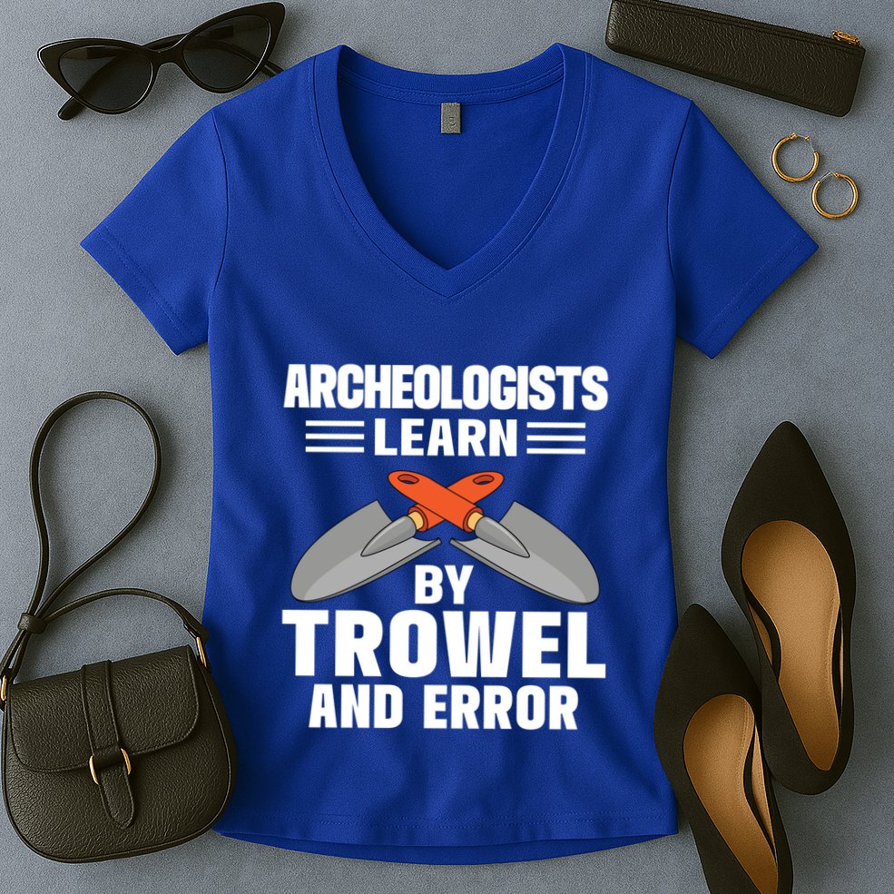 Funny Archeology Trowel And Error Antique Archeology Gift Women's V-Neck T-Shirt