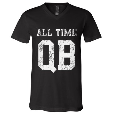 Football All Time Qb Quarterback Dad V-Neck T-Shirt