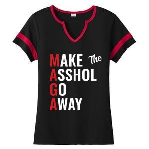 Funny Anti Trump Maga Make The Asshole Go Away Ladies Halftime Notch Neck Tee