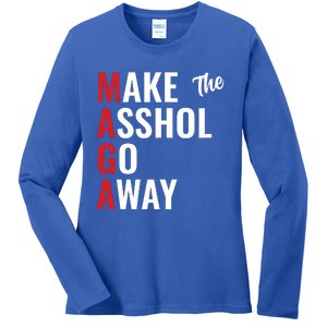 Funny Anti Trump Maga Make The Asshole Go Away Ladies Long Sleeve Shirt