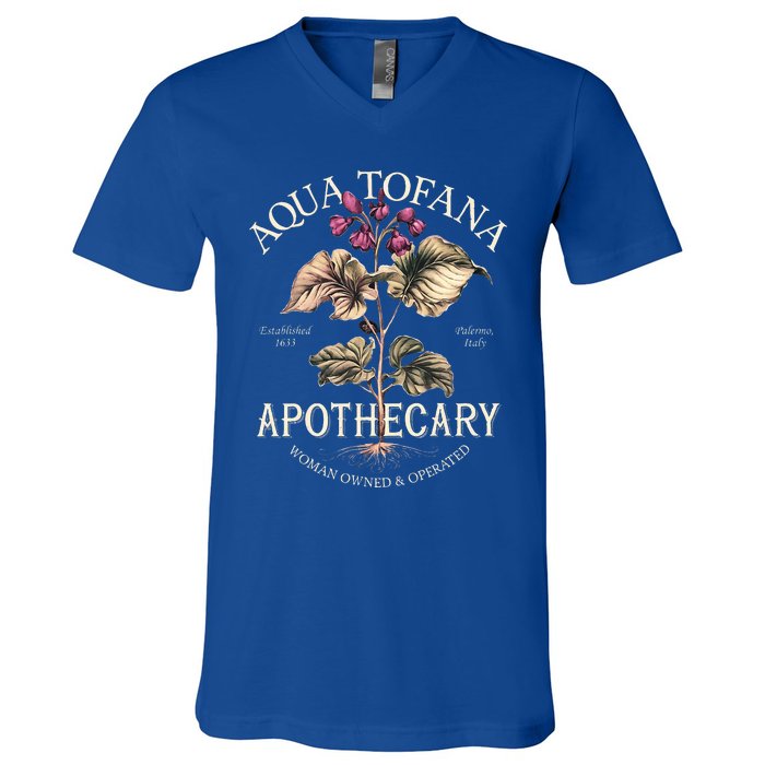 Feminist Aqua Tofana Apothecary V-Neck T-Shirt