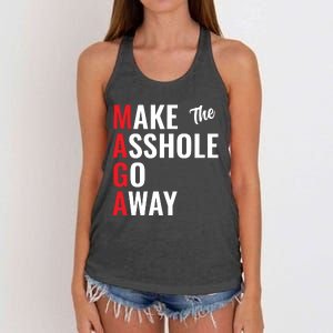 Funny Anti Trump Maga Make The Asshole Go Away Women's Knotted Racerback Tank