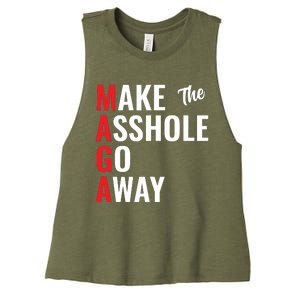 Funny Anti Trump Maga Make The Asshole Go Away Women's Racerback Cropped Tank