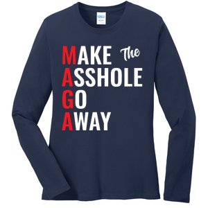 Funny Anti Trump Maga Make The Asshole Go Away Ladies Long Sleeve Shirt