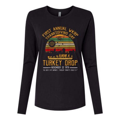 First Annual Thanksgiving Day Turkey Drop 22nd November Retr Womens Cotton Relaxed Long Sleeve T-Shirt