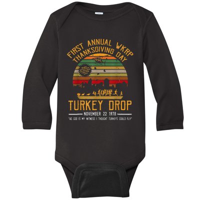 First Annual Thanksgiving Day Turkey Drop 22nd November Retr Baby Long Sleeve Bodysuit