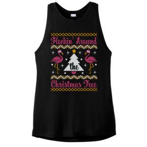 Flockin Around The Christmas Tree Flamingo Christmas Ladies PosiCharge Tri-Blend Wicking Tank