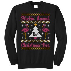 Flockin Around The Christmas Tree Flamingo Christmas Sweatshirt