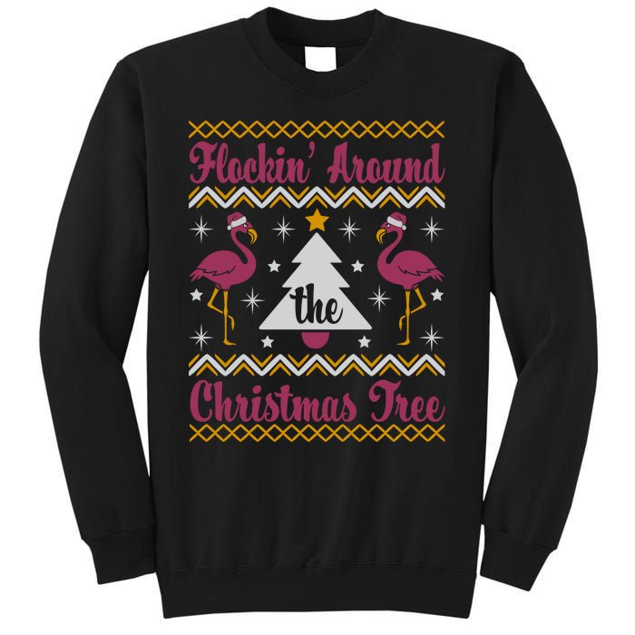 Flockin Around The Christmas Tree Flamingo Christmas Sweatshirt