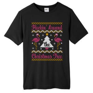 Flockin Around The Christmas Tree Flamingo Christmas Tall Fusion ChromaSoft Performance T-Shirt