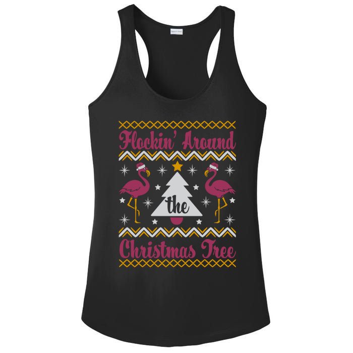 Flockin Around The Christmas Tree Flamingo Christmas Ladies PosiCharge Competitor Racerback Tank