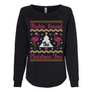 Flockin Around The Christmas Tree Flamingo Christmas Womens California Wash Sweatshirt