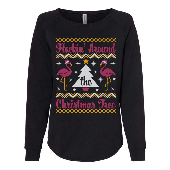 Flockin Around The Christmas Tree Flamingo Christmas Womens California Wash Sweatshirt