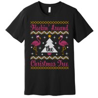 Flockin Around The Christmas Tree Flamingo Christmas Premium T-Shirt