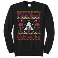 Flockin Around The Christmas Tree Flamingo Christmas Tall Sweatshirt