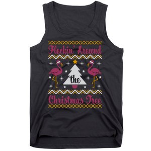 Flockin Around The Christmas Tree Flamingo Christmas Tank Top