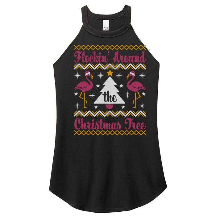 Flockin Around The Christmas Tree Flamingo Christmas Women's Perfect Tri Rocker Tank