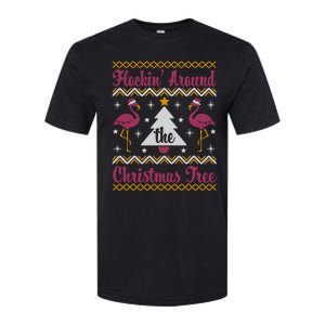 Flockin Around The Christmas Tree Flamingo Christmas Softstyle CVC T-Shirt