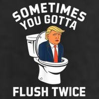 Funny Anti Trump Sometimes You Gotta Flush Twice 7 Panel Mesh Trucker Snapback Hat