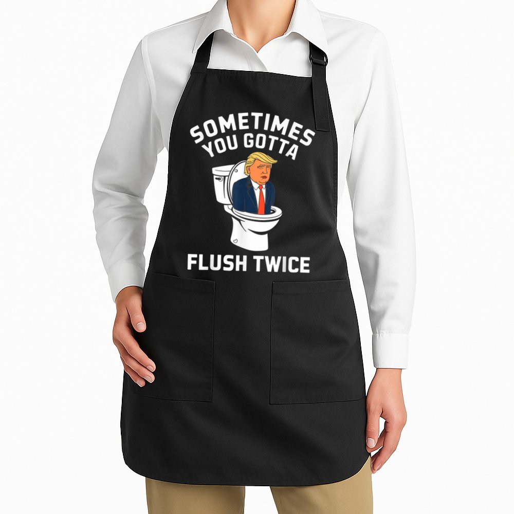 Funny Anti Trump Sometimes You Gotta Flush Twice Apron