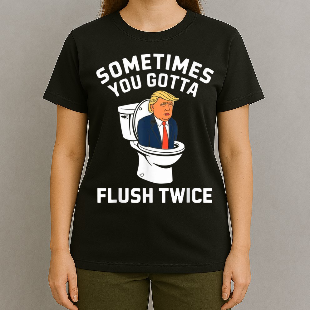 Funny Anti Trump Sometimes You Gotta Flush Twice T-Shirt