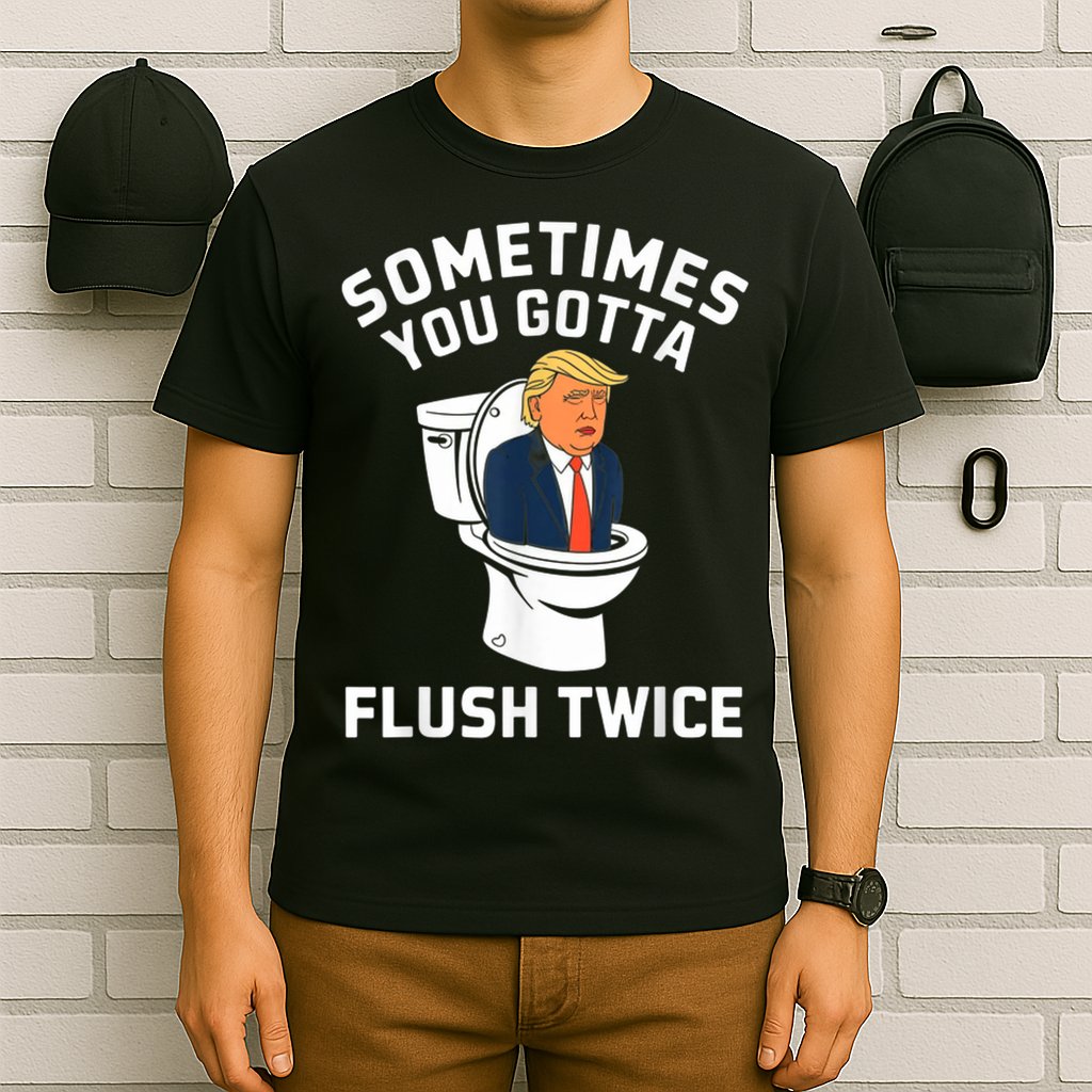 Funny Anti Trump Sometimes You Gotta Flush Twice T-Shirt