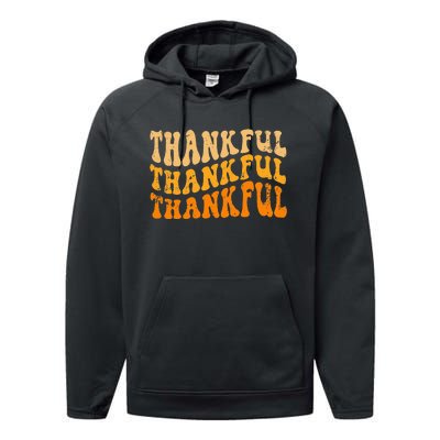 Fall Autumn Thankful Retro Groovy Thanksgiving Family Performance Fleece Hoodie