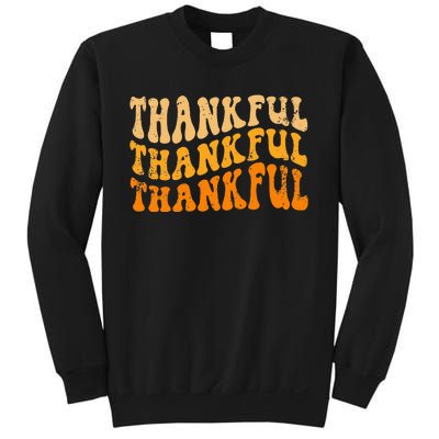 Fall Autumn Thankful Retro Groovy Thanksgiving Family Sweatshirt