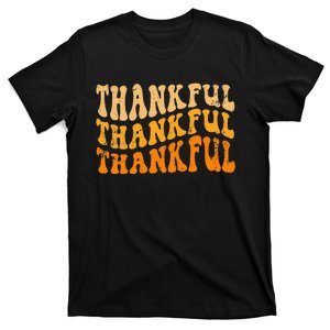 Fall Autumn Thankful Retro Groovy Thanksgiving Family T-Shirt