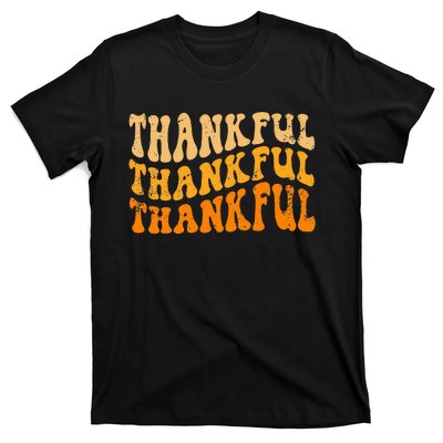 Fall Autumn Thankful Retro Groovy Thanksgiving Family T-Shirt