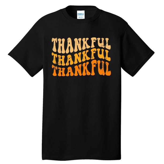 Fall Autumn Thankful Retro Groovy Thanksgiving Family Tall T-Shirt